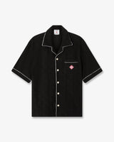 Black Towelling Monogram Short Sleeve Shirt