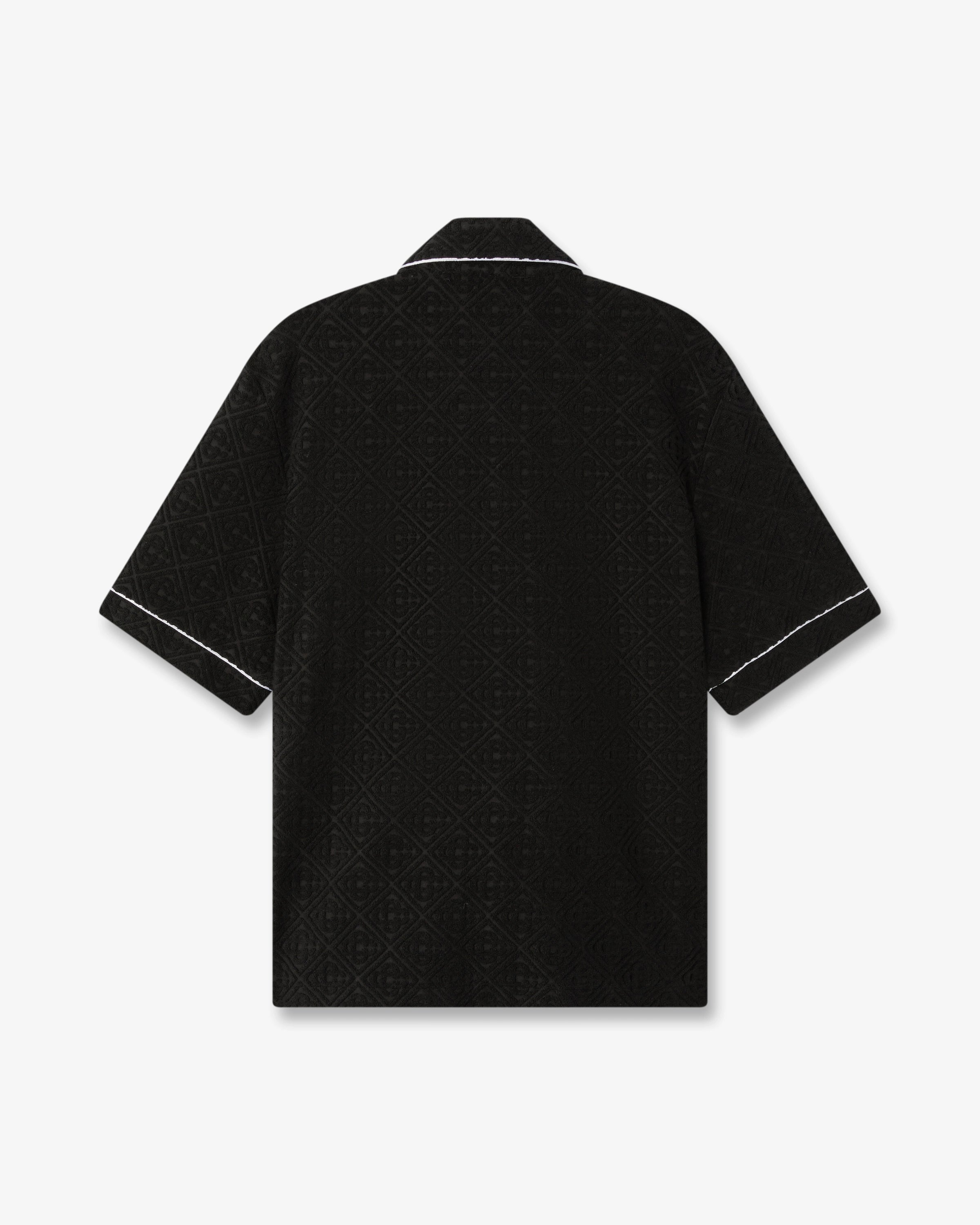 Black Towelling Monogram Short Sleeve Shirt