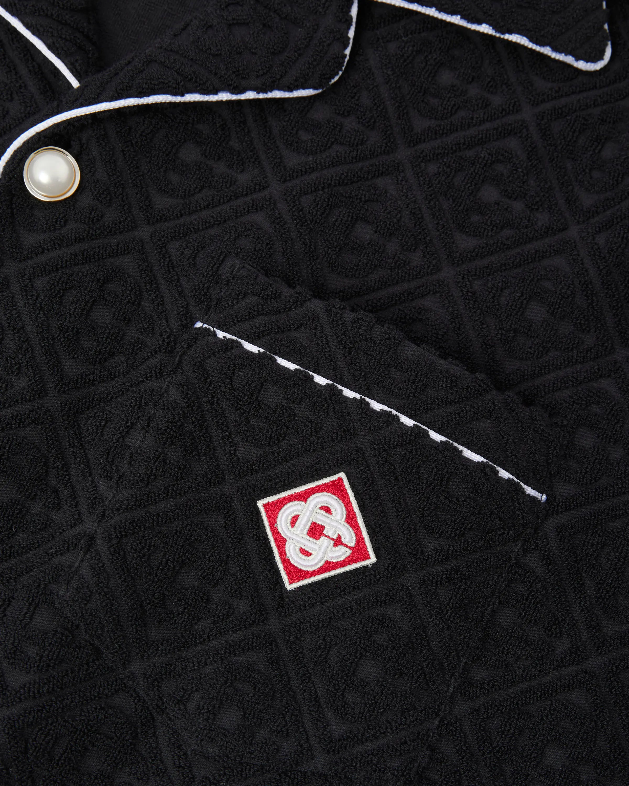 Black Towelling Monogram Short Sleeve Shirt