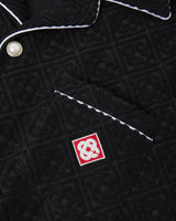 Black Towelling Monogram Short Sleeve Shirt