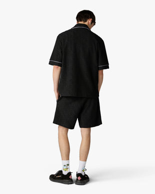 Black Towelling Monogram Short Sleeve Shirt