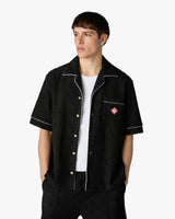 Black Towelling Monogram Short Sleeve Shirt