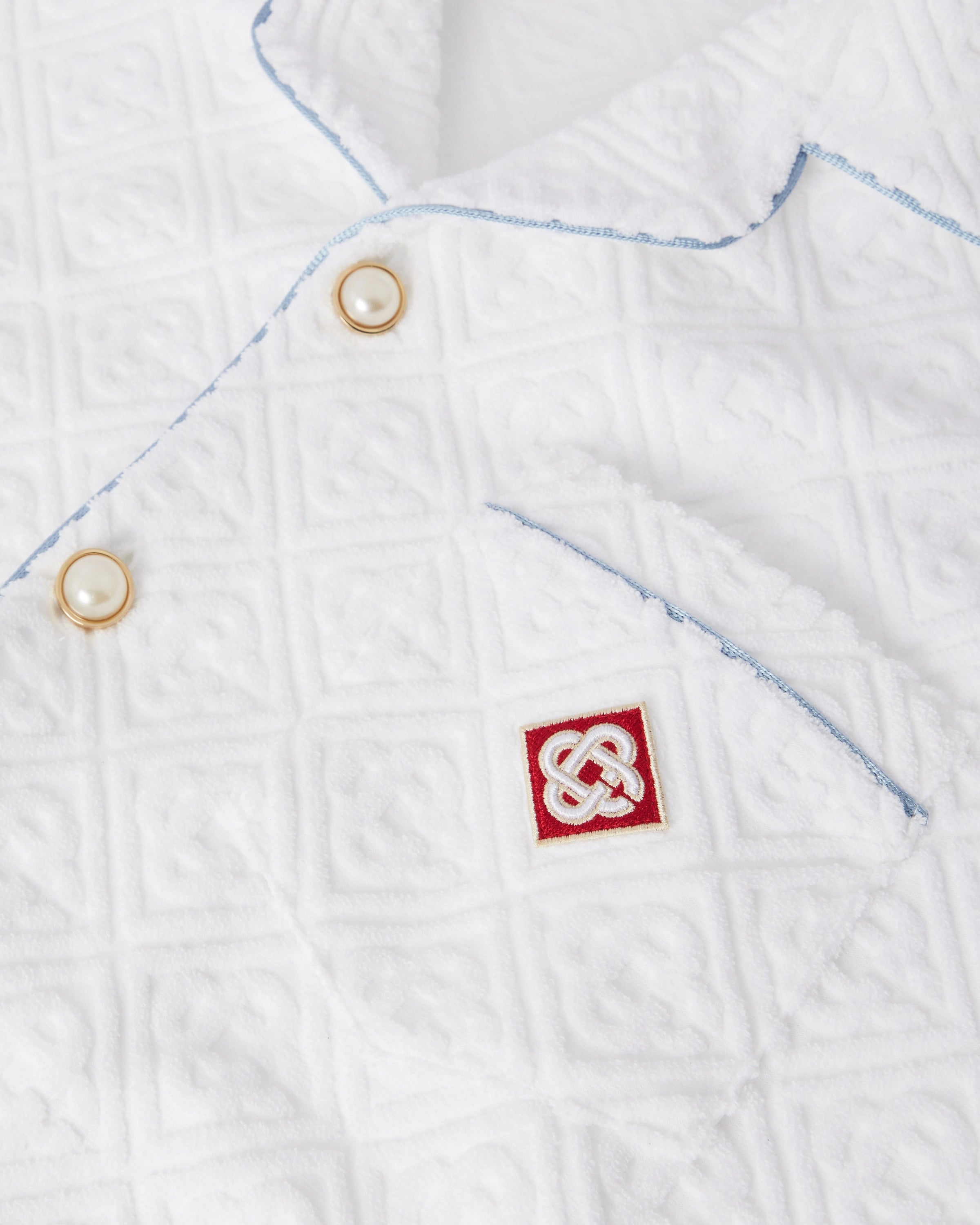 White Towelling Monogram Short Sleeve Shirt