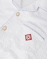 White Towelling Monogram Short Sleeve Shirt