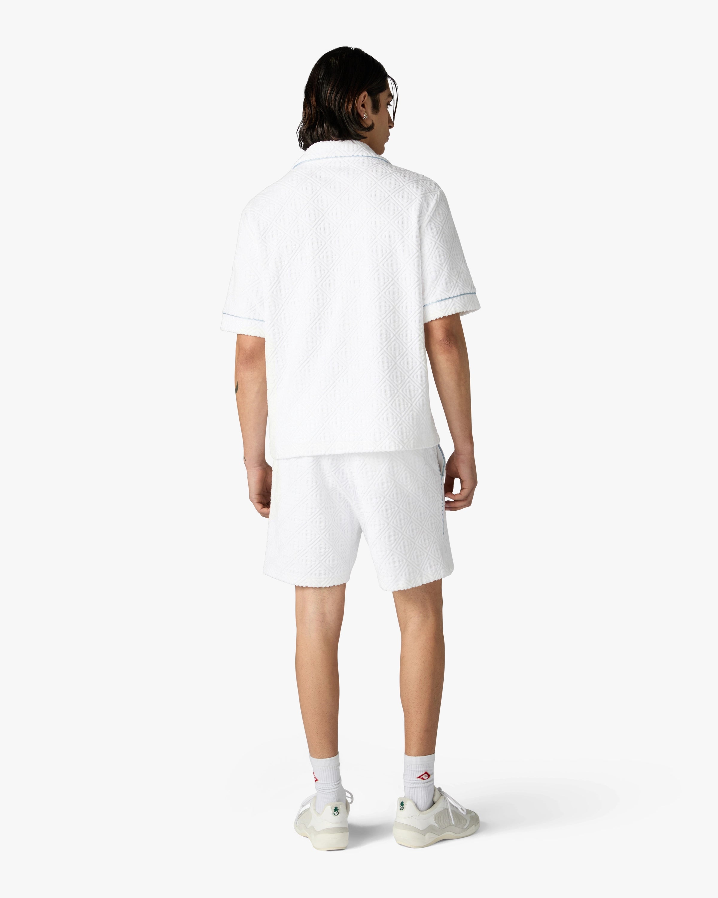 White Towelling Monogram Short Sleeve Shirt