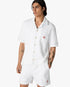 White Towelling Monogram Short Sleeve Shirt