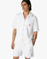 White Towelling Monogram Short Sleeve Shirt