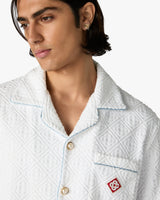 White Towelling Monogram Short Sleeve Shirt
