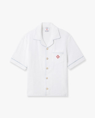 White Towelling Monogram Short Sleeve Shirt