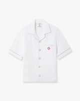White Towelling Monogram Short Sleeve Shirt