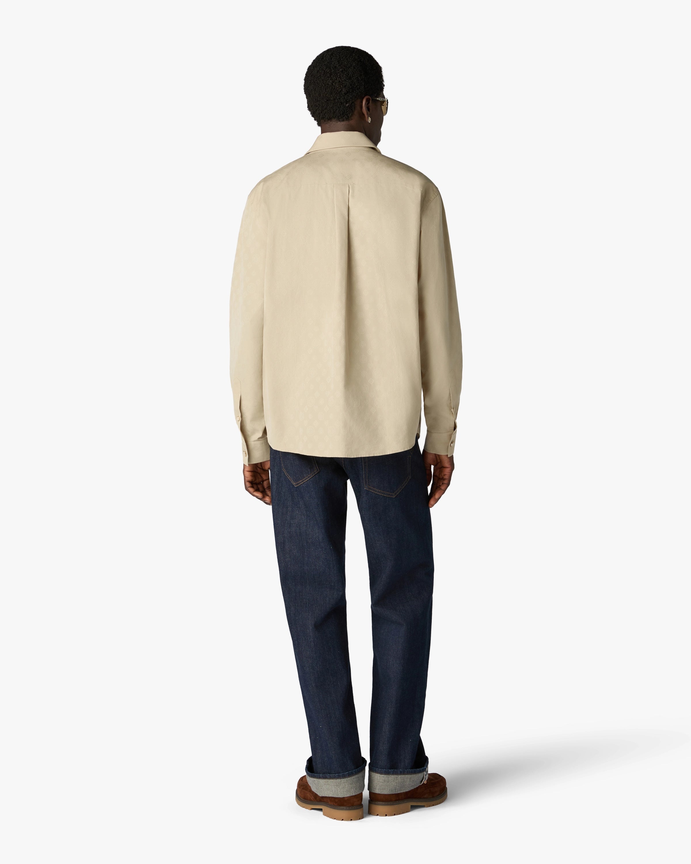 Beige Monogram Long Sleeve Shirt