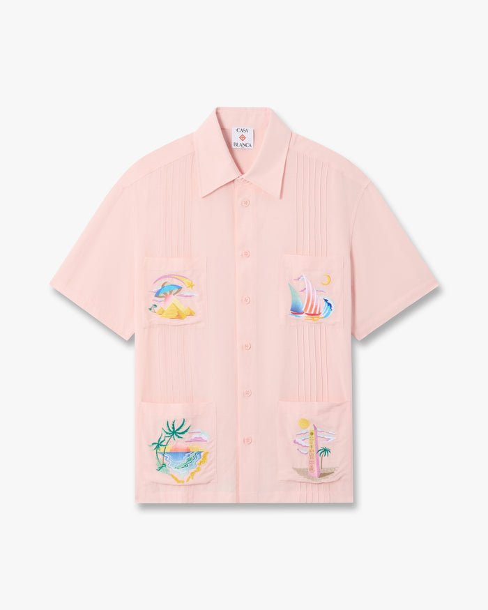 Pink Phantasmagoria Embroidered Short Sleeve Shirt