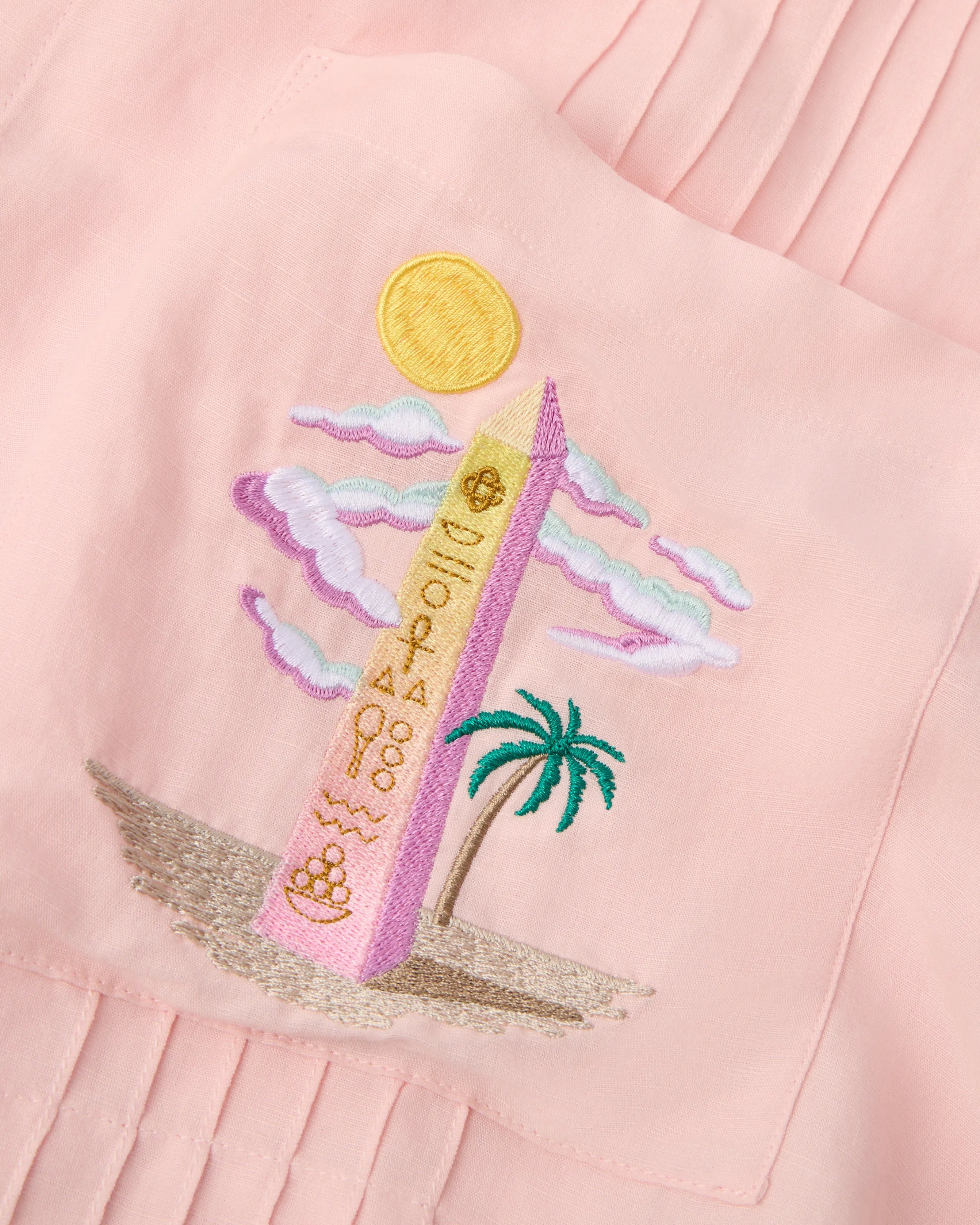 Pink Phantasmagoria Embroidered Short Sleeve Shirt