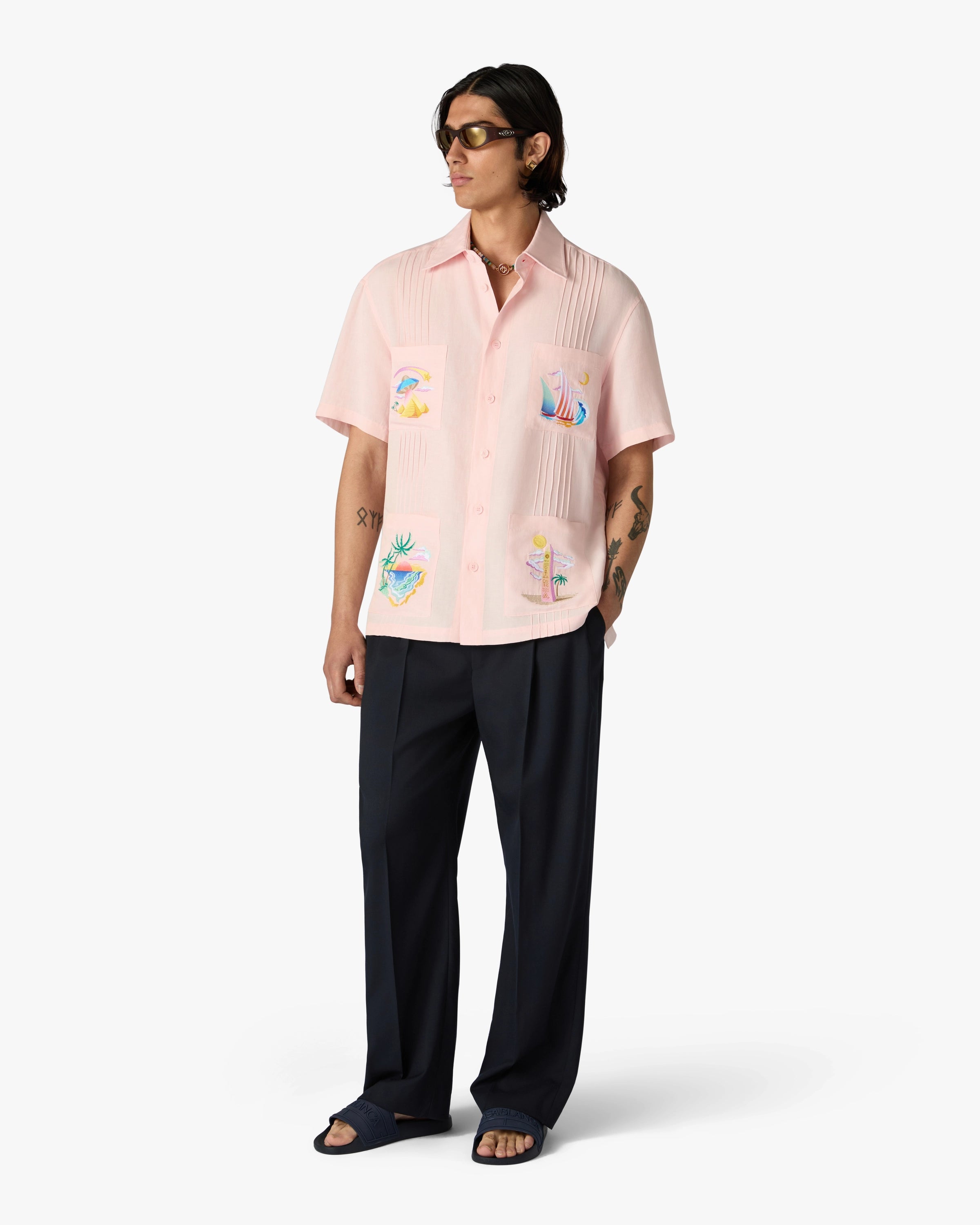 Pink Phantasmagoria Embroidered Short Sleeve Shirt