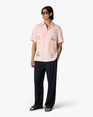 Pink Phantasmagoria Embroidered Short Sleeve Shirt
