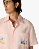 Pink Phantasmagoria Embroidered Short Sleeve Shirt