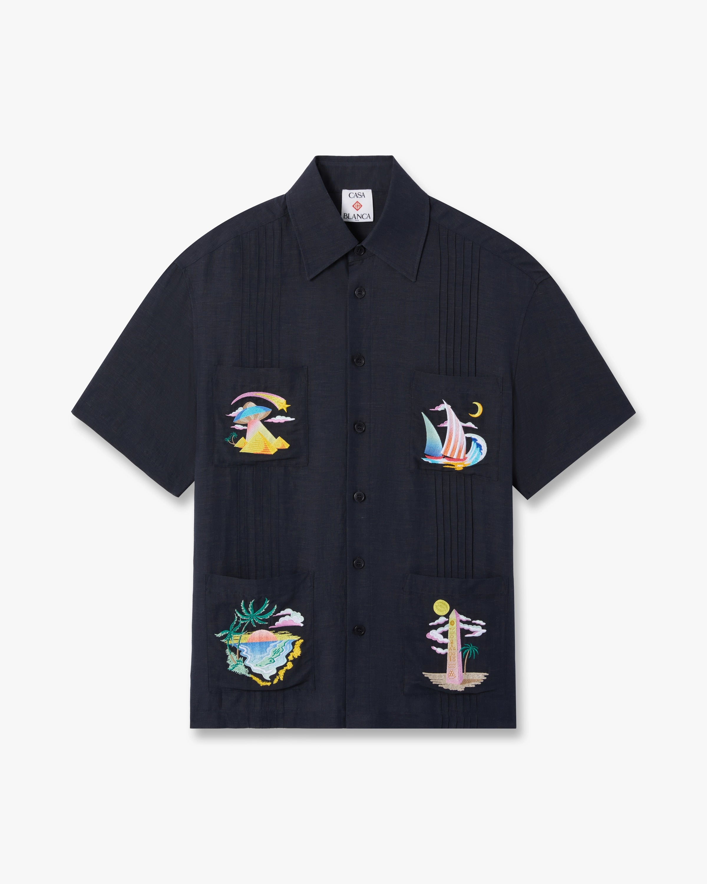 Dark Grey Phantasmagoria Embroidered Short Sleeve Shirt