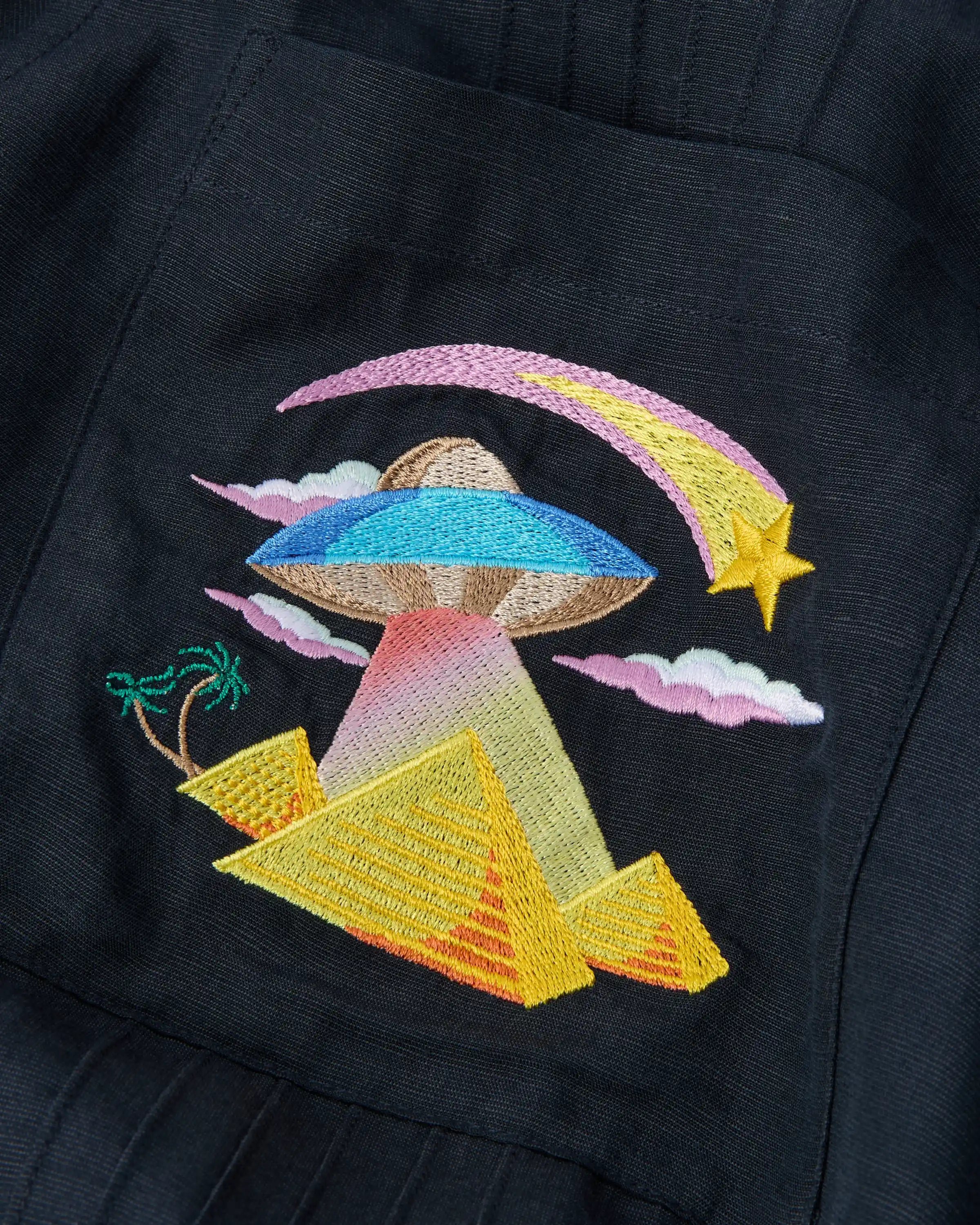 Dark Grey Phantasmagoria Embroidered Short Sleeve Shirt