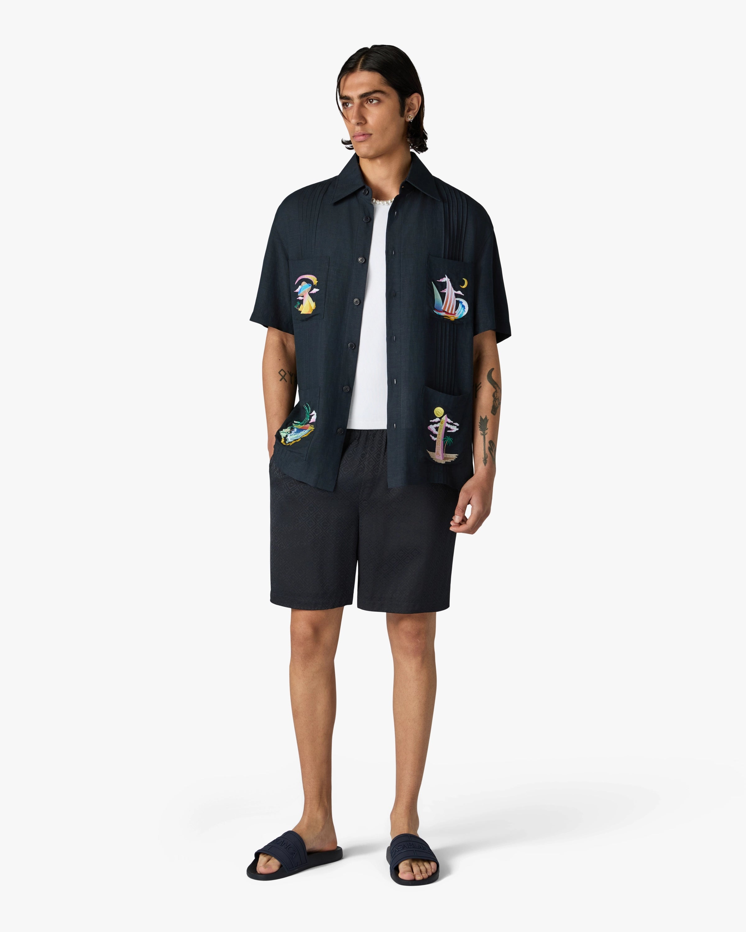 Dark Grey Phantasmagoria Embroidered Short Sleeve Shirt