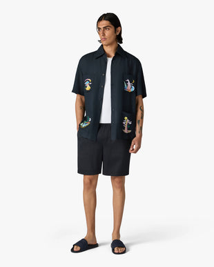 Dark Grey Phantasmagoria Embroidered Short Sleeve Shirt