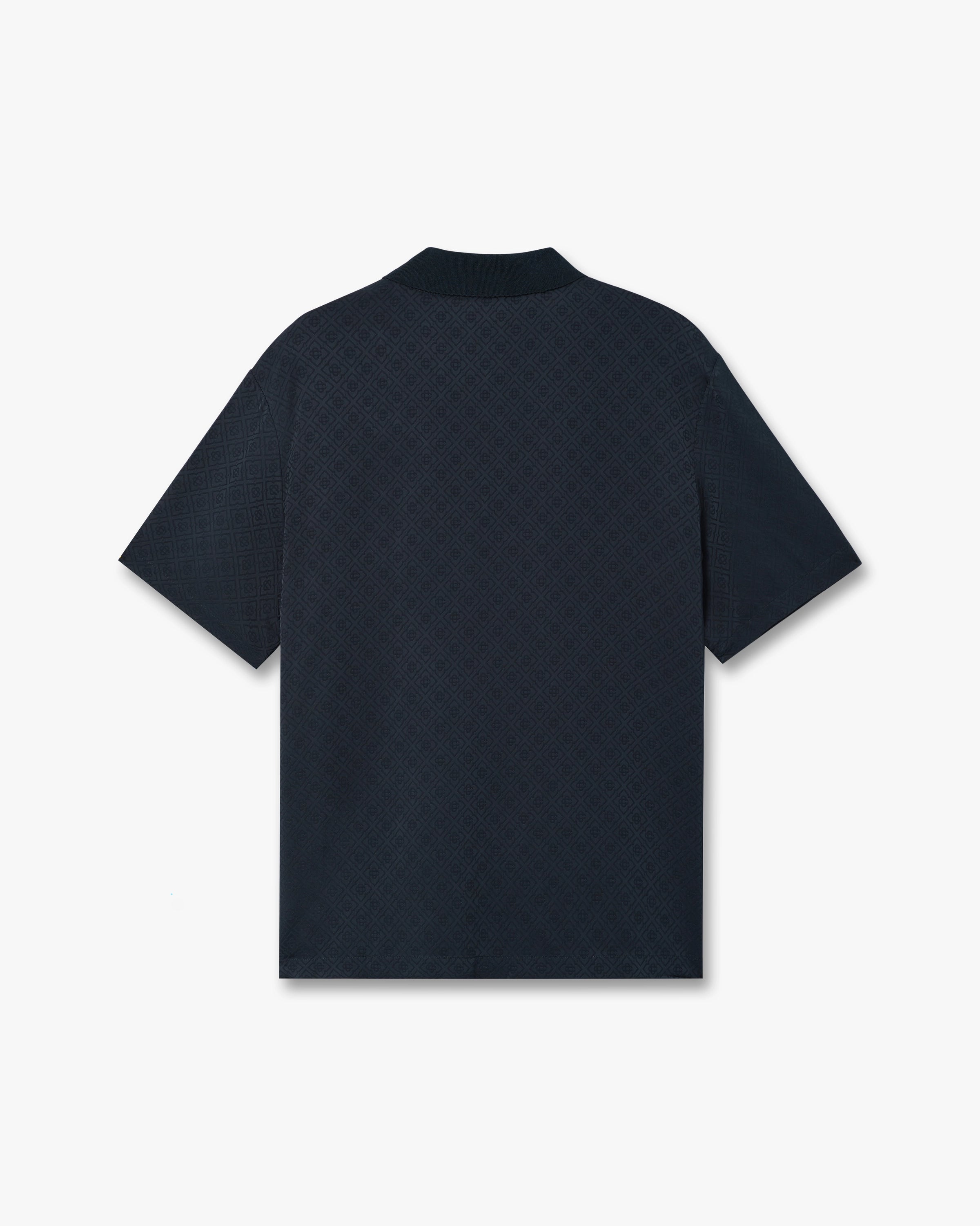 Dark Navy Knit Collar Long Sleeve Polo Shirt