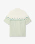 Green Linen Floral Stripe Sporty Short Sleeve Shirt