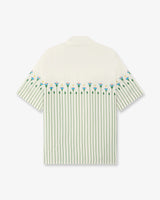 Green Floral Stripe Sporty Short Sleeve Shirt