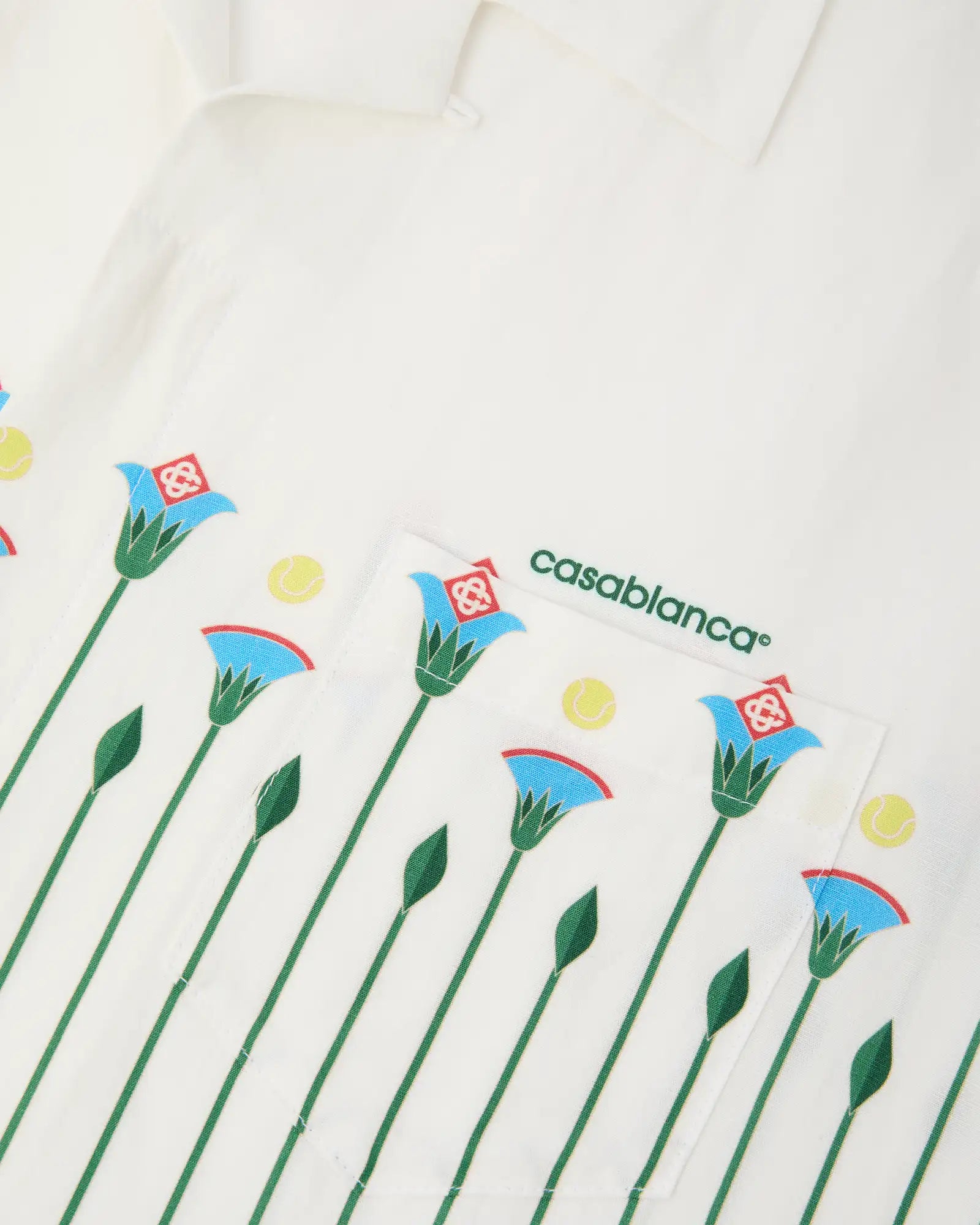 Green Floral Stripe Sporty Short Sleeve Shirt