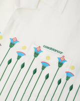 Green Floral Stripe Sporty Short Sleeve Shirt