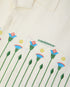 Green Linen Floral Stripe Sporty Short Sleeve Shirt