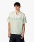 Green Linen Floral Stripe Sporty Short Sleeve Shirt