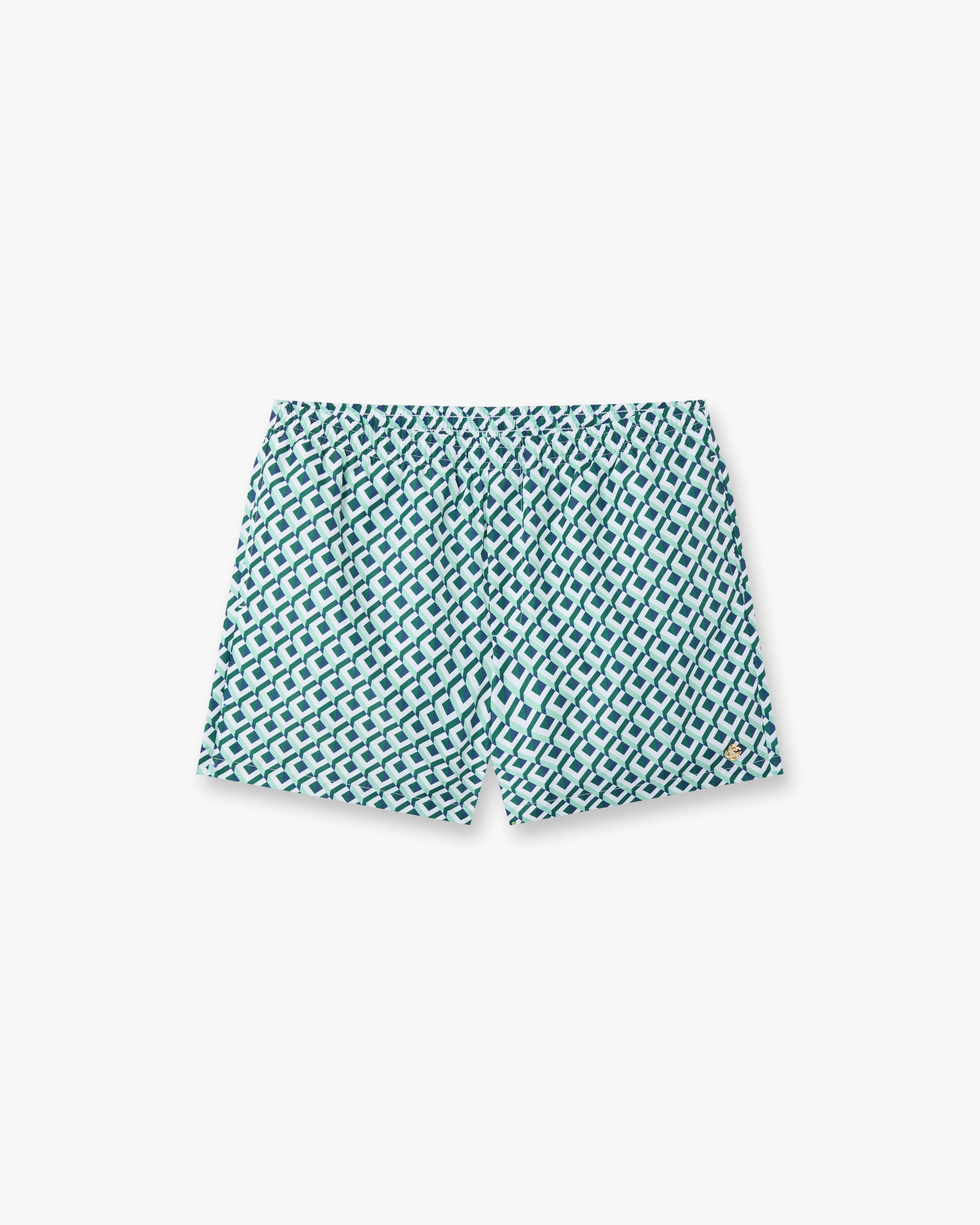 Green Cubist Monogram Printed Swim Shorts