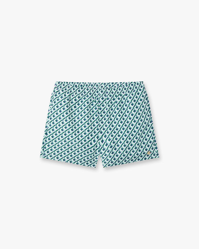 Green Cubist Monogram Printed Swim Shorts