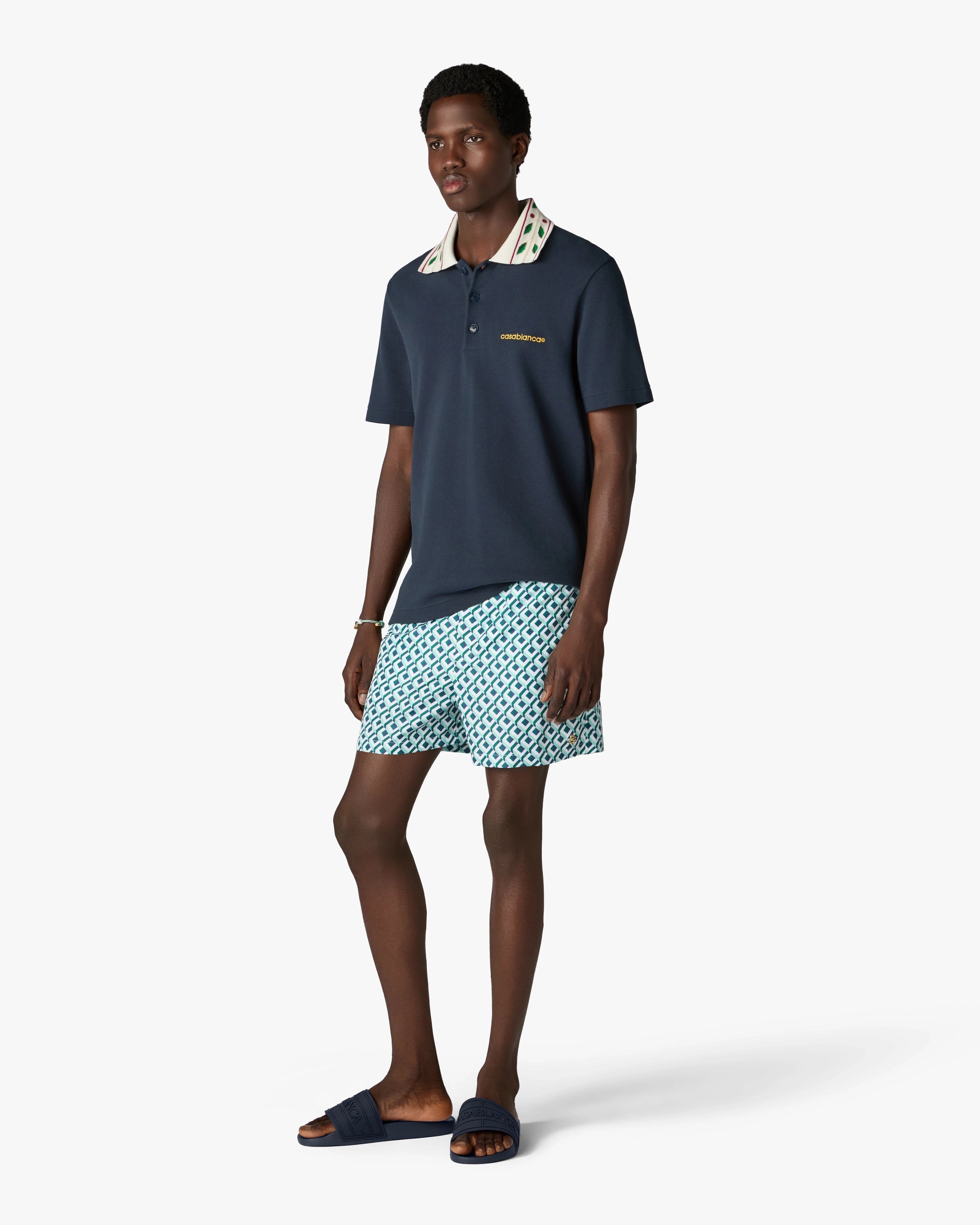 Green Cubist Monogram Printed Swim Shorts