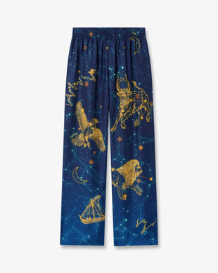 Blue Astrology Silk Twill Trousers