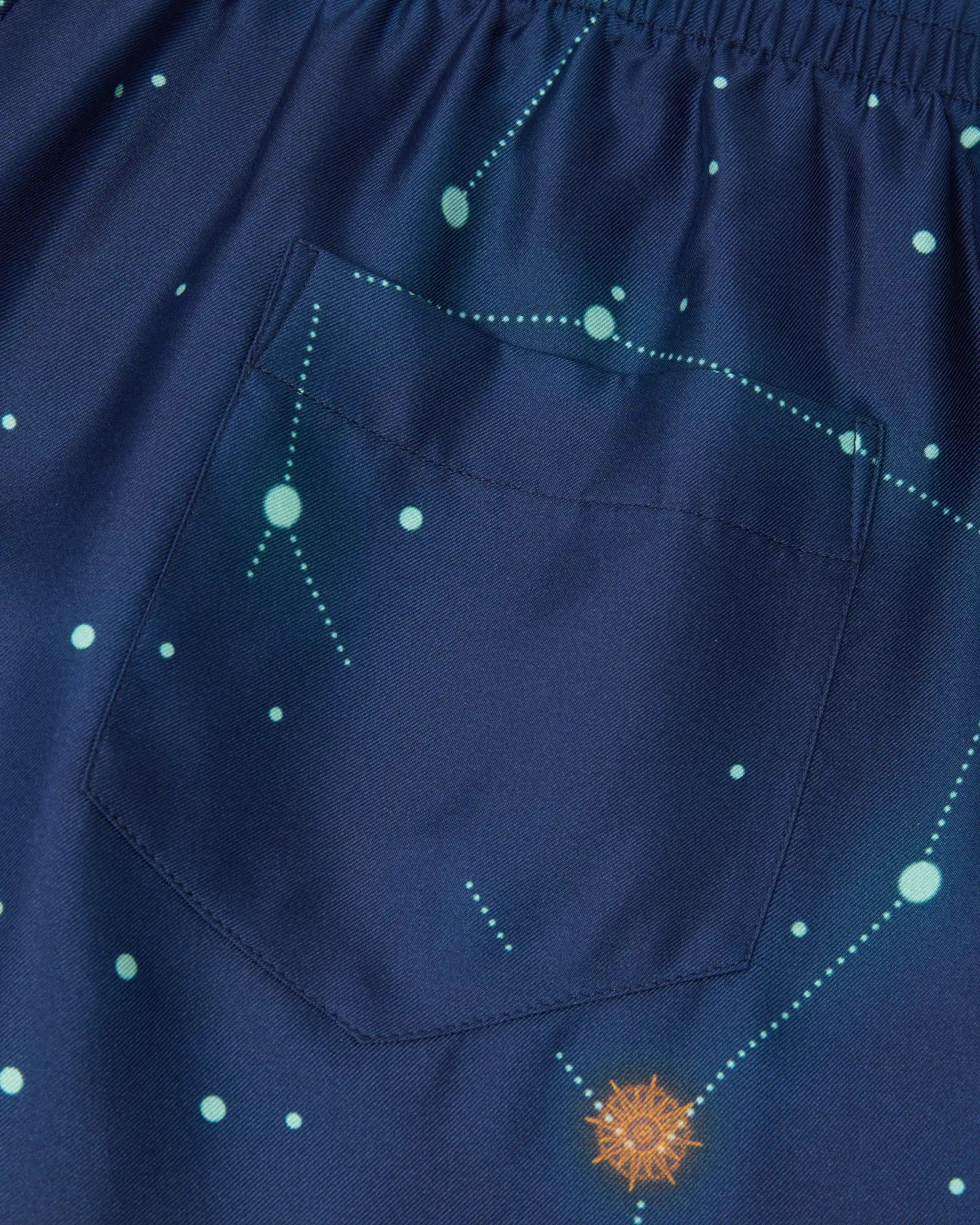 Blue Astrology Silk Twill Trousers