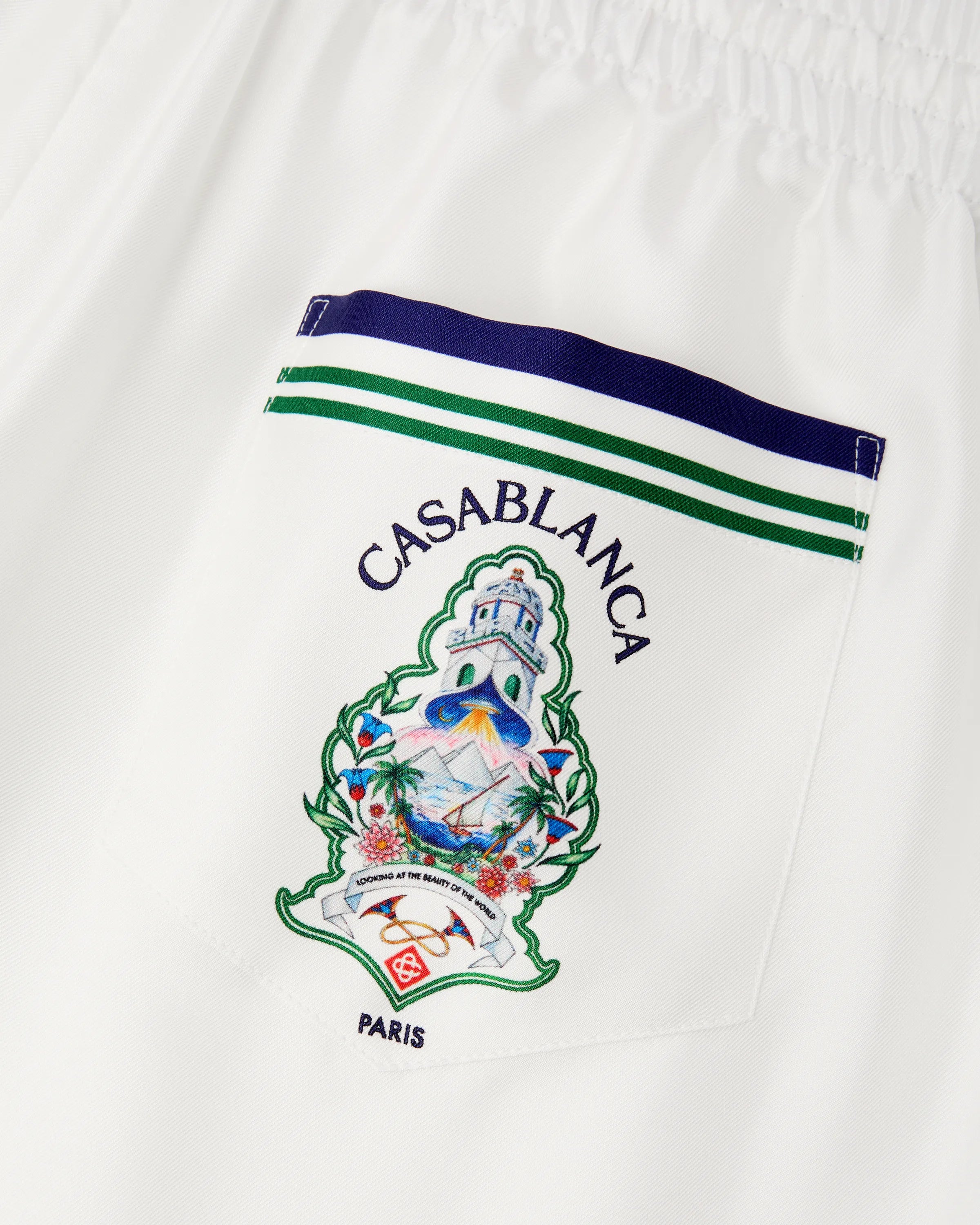 White Hotel Emblem Silk Shorts