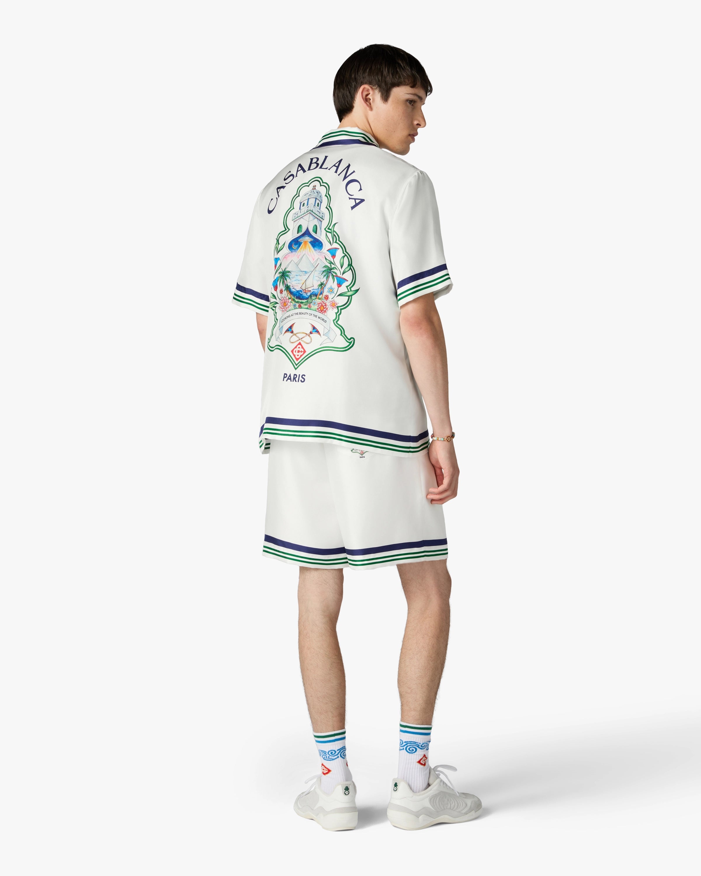White Hotel Emblem Silk Shorts