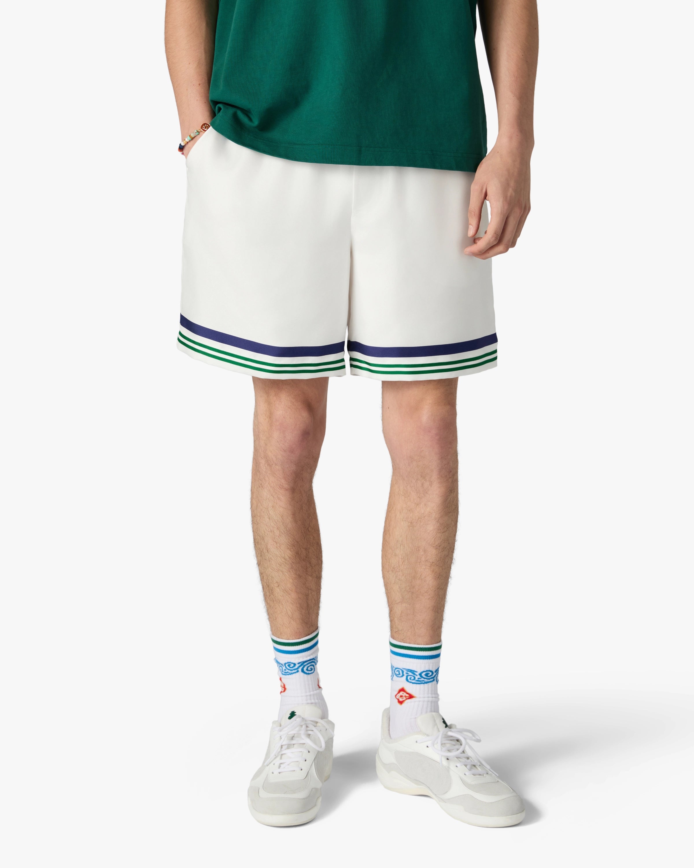 White Hotel Emblem Silk Shorts
