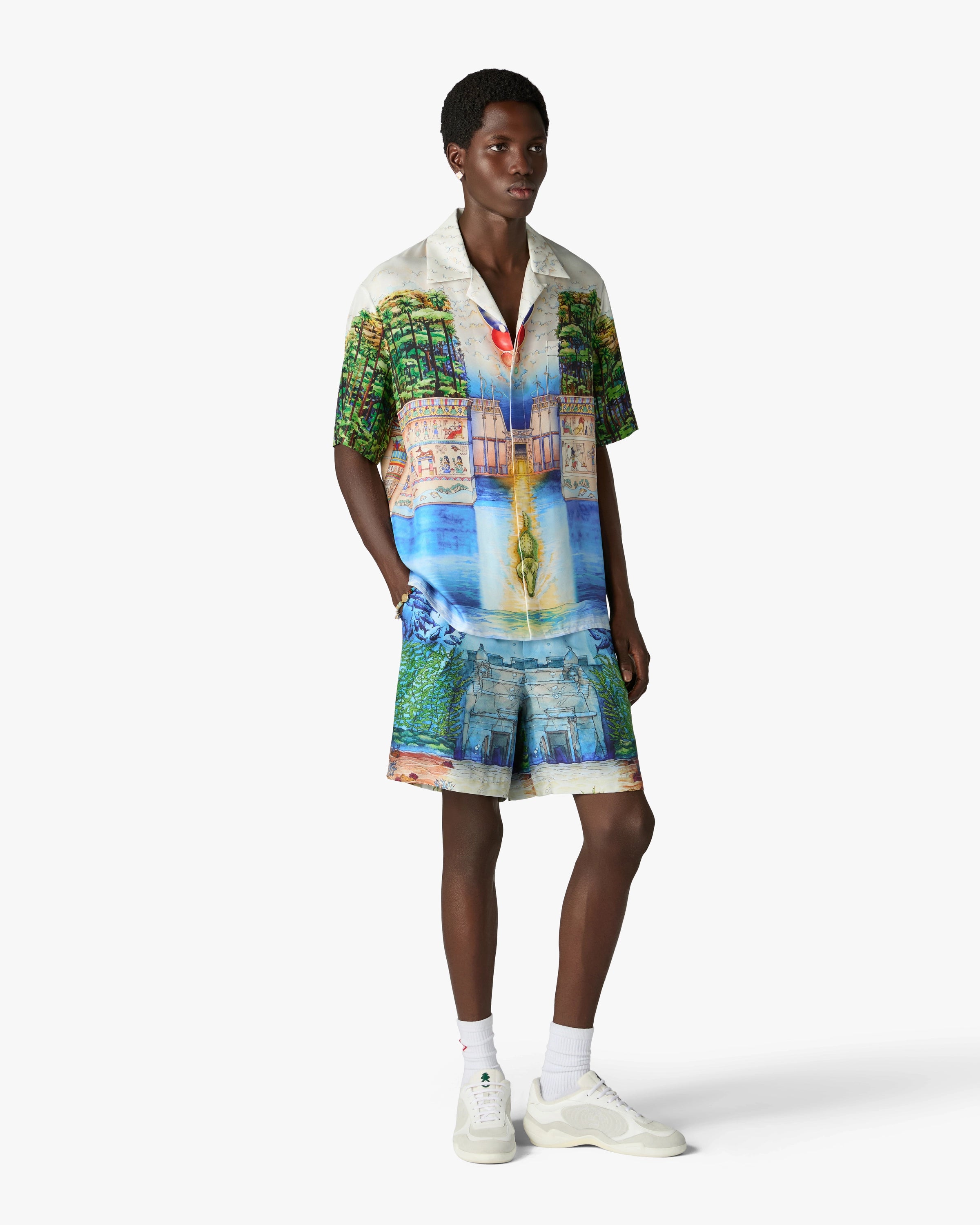 Multicolour Trompe L'Oeil Silk Shorts