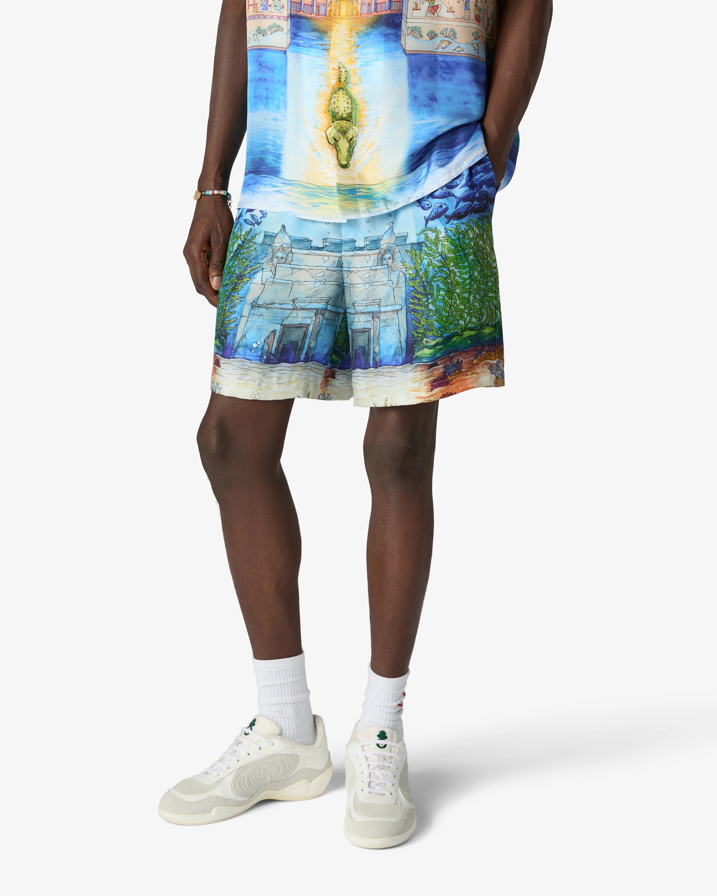 Multicolour Trompe L'Oeil Silk Shorts