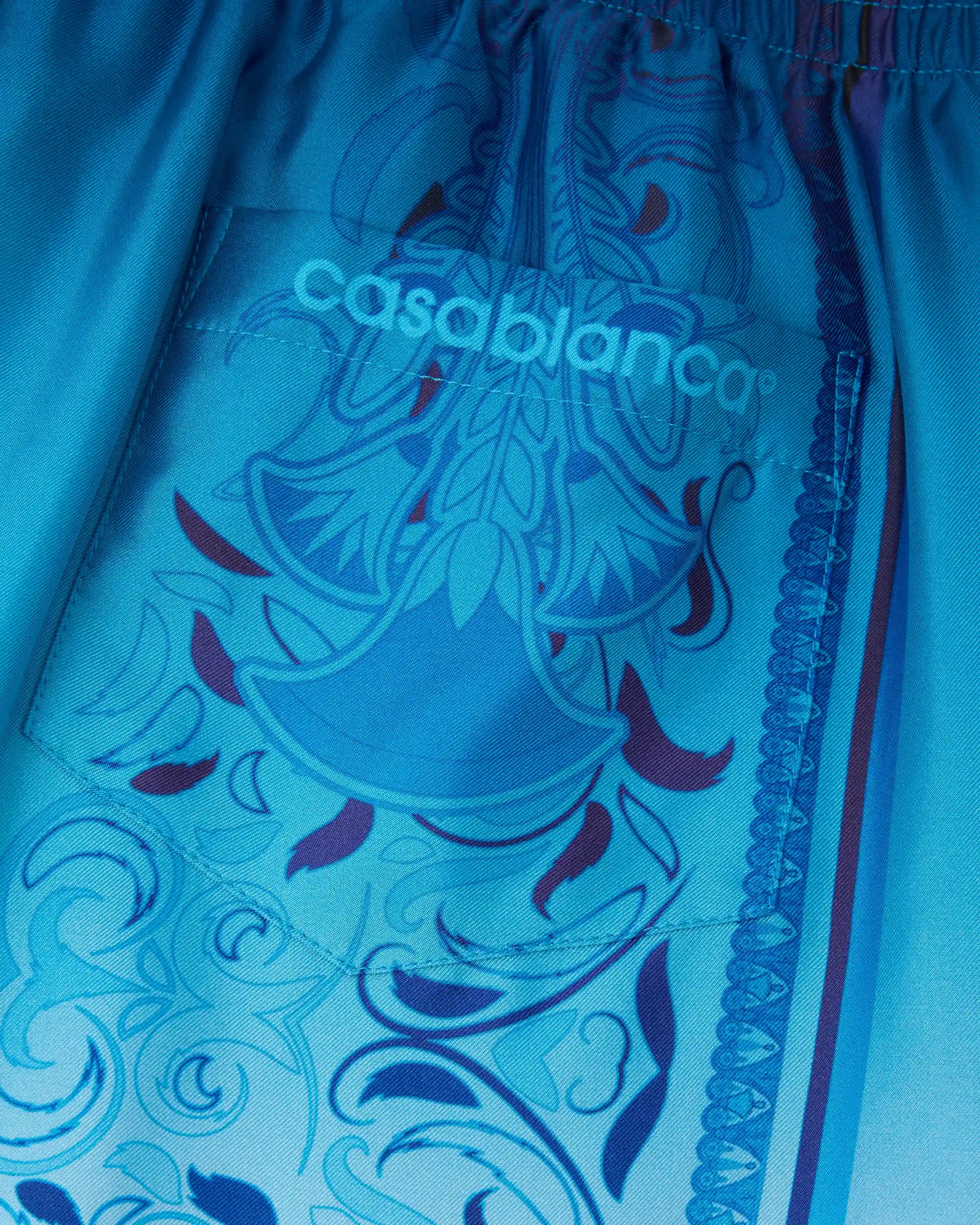 Blue Gradient Egyptian Rug Silk Shorts