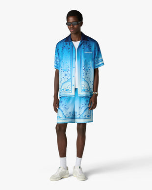 Blue Gradient Egyptian Rug Silk Shorts