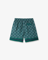 Dark Green Radiating Monogram Silk Shorts