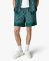 Dark Green Radiating Monogram Silk Shorts