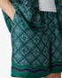 Dark Green Radiating Monogram Silk Shorts