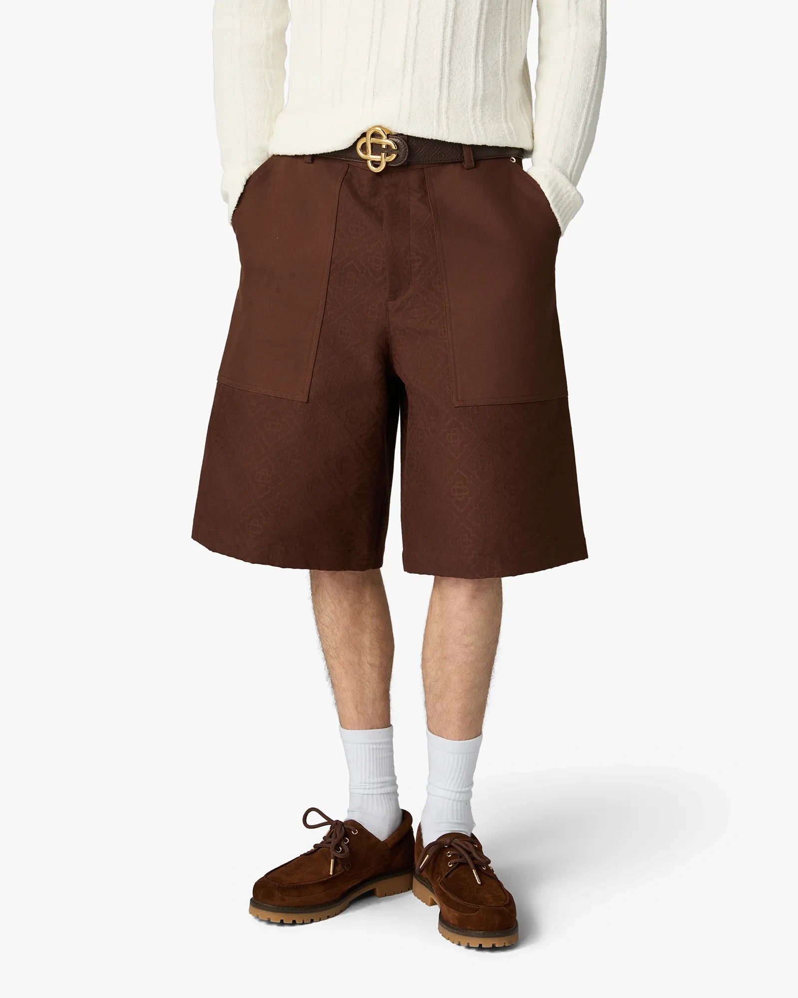 Dark Brown Monogram Cargo Shorts