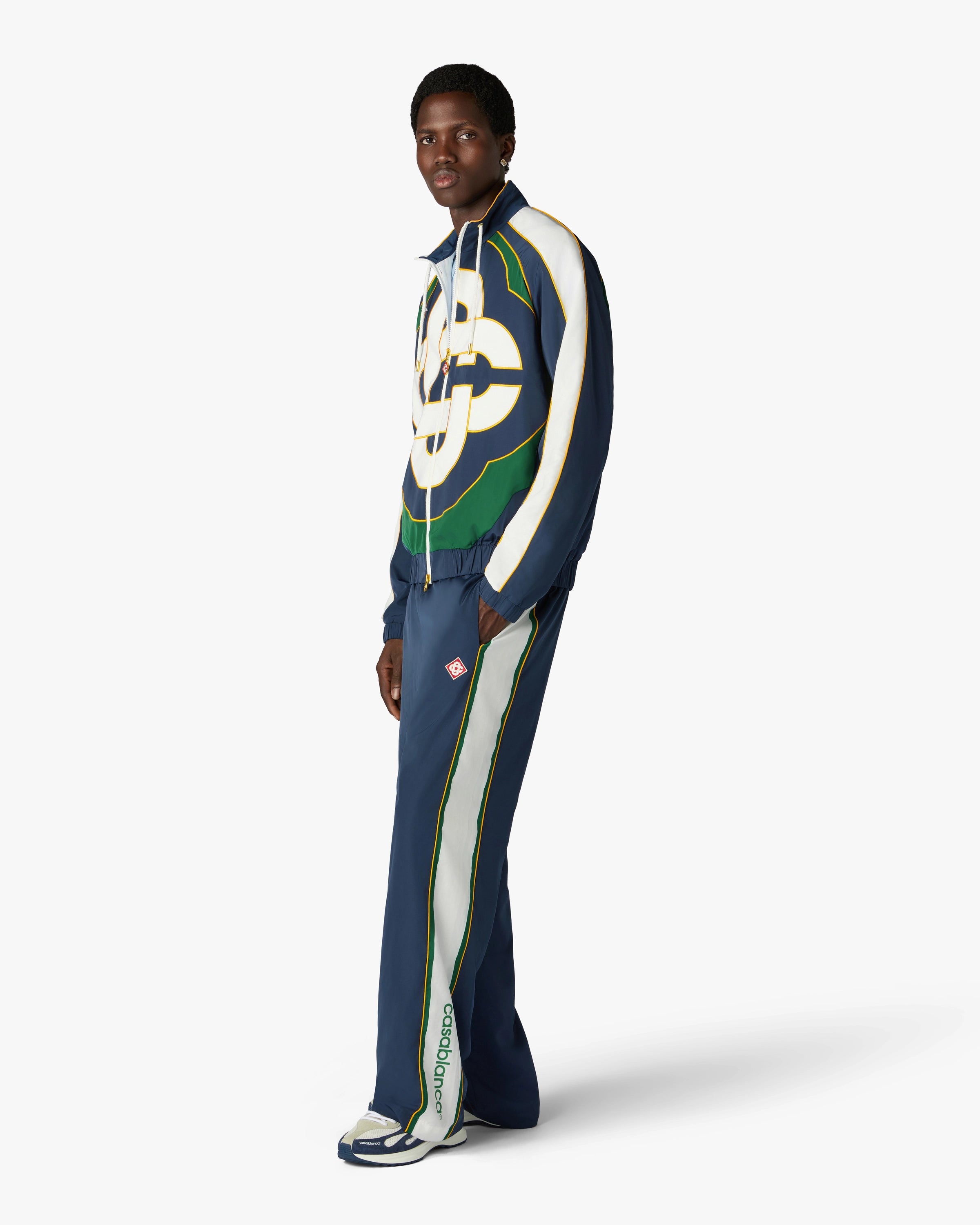 Green & Navy Check Track Pants