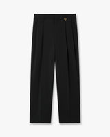 Grey Pleated Straight Leg Trousers