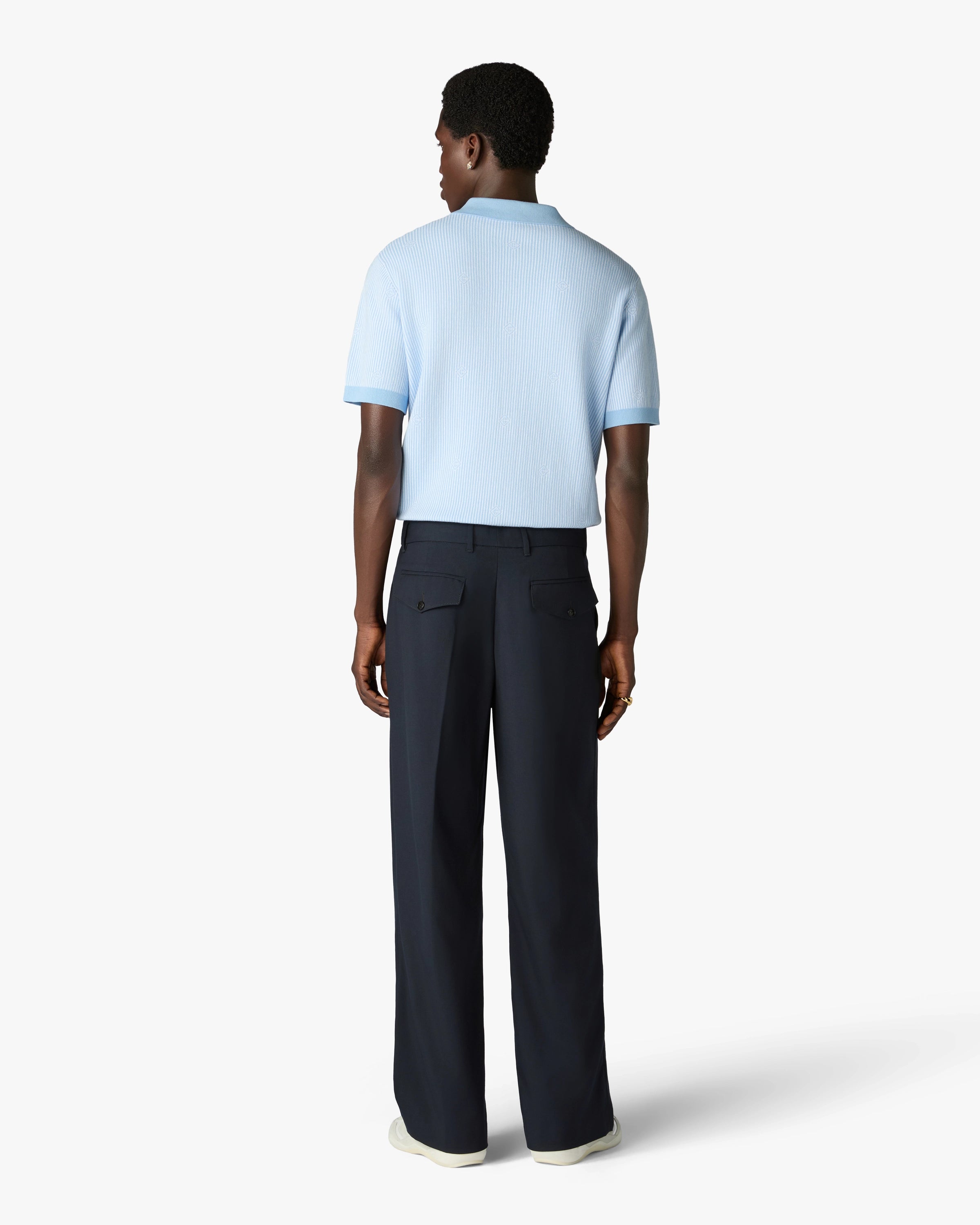 Grey Pleated Straight Leg Trousers